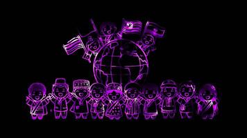 Glowing looping Coming of Age Day Global celebration of Coming of Age Day. neon frame effect, black background. video