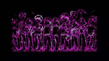 Glowing looping Coming of Age Day Young adults looking towards the future. neon frame effect, black background. video