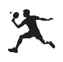 table tennis player pose Silhouette style set on isolated white background vector