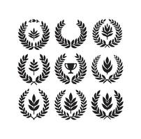 Minimal laurel sign illustration icon logo on isolated white background vector
