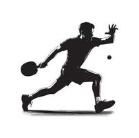 table tennis player pose Silhouette style set on isolated white background vector