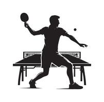 table tennis player pose Silhouette style set on isolated white background vector