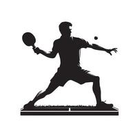 table tennis player pose Silhouette style set on isolated white background vector