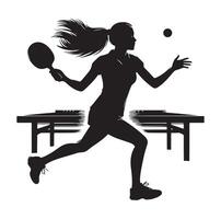 table tennis player pose Silhouette style set on isolated white background vector