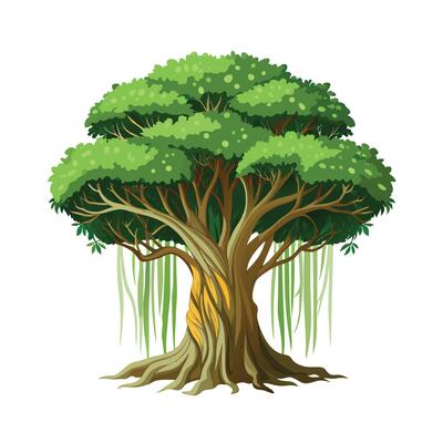 Beautiful Single Big Tree Illustration