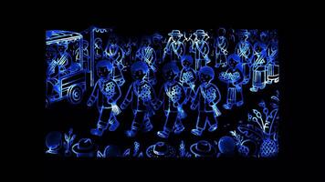Glowing looping Coming of Age Day Local Coming of Age Day procession. neon frame effect, black background. video