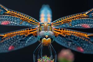 Dragonfly Portrait with Intricate Wings photo