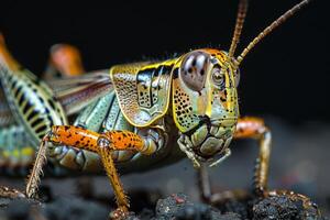 Close-up of a Colorful Grasshopper photo