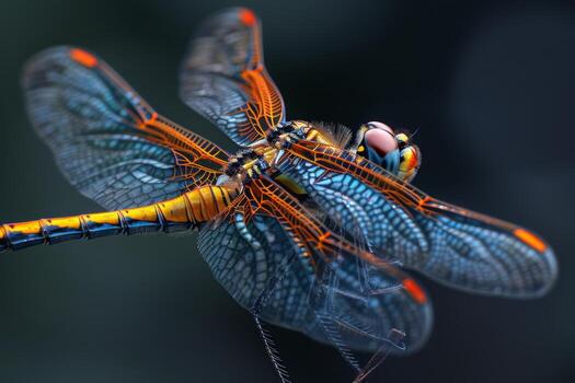 A Vibrant Dragonfly with Intricate Wings photo