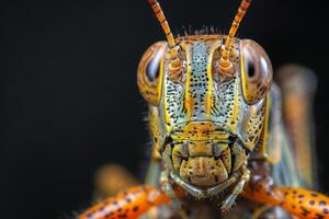 Close-up Portrait of a Vibrant Grasshopper photo