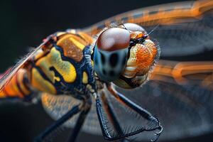 Macro Photography of a Dragonfly's Face photo