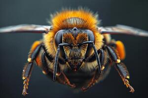 Close-up Portrait of a Bee in Flight photo