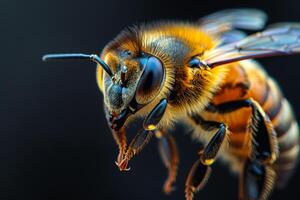 Close-up of a Honey Bee in Flight photo