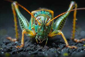 Vibrant Green Grasshopper Close-up photo