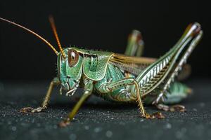 Close-up of a Green Grasshopper photo