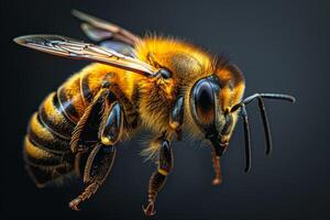 Close-Up of a Honeybee in Flight photo