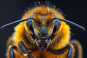 Close-Up Portrait of a Bee with Striking Details photo