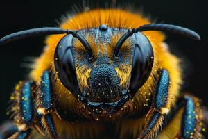 Macro Photography of a Bee's Face photo