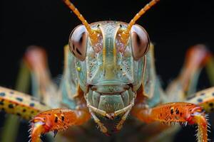 Close-Up Portrait of a Grasshopper photo