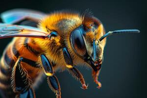Close-Up of a Honey Bee in Flight photo