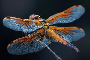 Close-up of a Dragonfly with Intricate Wings photo
