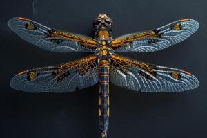 Dragonfly Portrait with Yellow and Blue photo