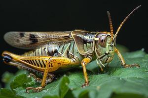Close-up of a Vibrant Grasshopper photo