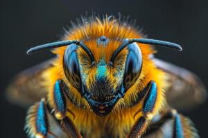 Macro Photography of a Colorful Bee photo
