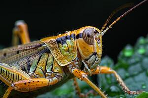 Close-up of a Vibrant Grasshopper photo