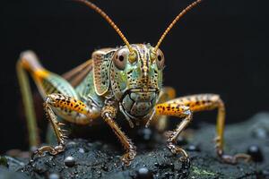 Close-Up Portrait of a Vibrant Grasshopper photo