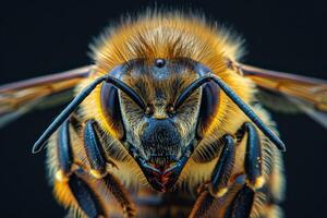 Close-up Portrait of a Bee with Detailed Features photo