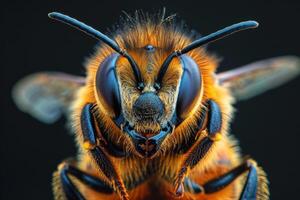 Macro Photography of a Honeybee's Face photo