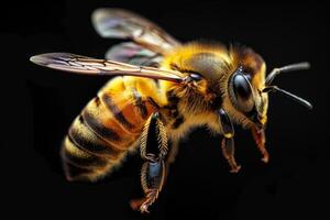 Honeybee in Flight, a Close-up Macro View photo