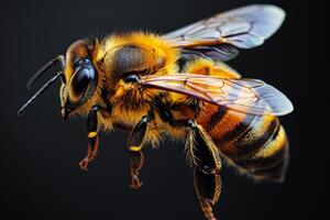 Close-Up of a Honeybee in Flight photo