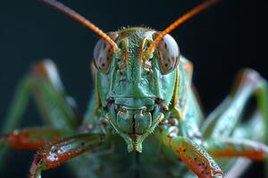 Close-Up Portrait of a Grasshopper photo
