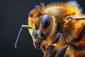 Close-Up of a Honey Bee's Face photo
