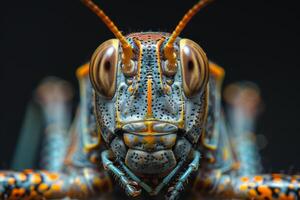 Close-Up of a Vibrant Grasshopper photo