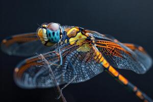 A Close-up View of a Colorful Dragonfly photo