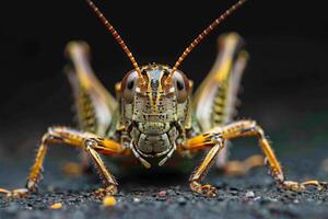 Close-up Portrait of a Grasshopper photo