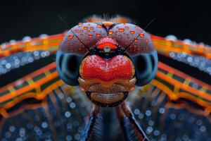 Dragonfly Portrait With Water Droplets photo