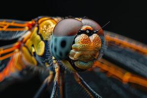Macro Photography of a Dragonfly's Face photo
