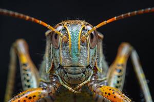 Close-up Portrait of a Grasshopper photo