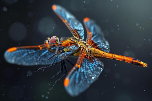 libélula en vuelo con detallado modelo foto