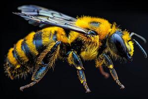 Closeup of a Bee Covered in Pollen photo