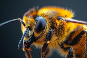 Close-Up of a Honey Bee's Face photo