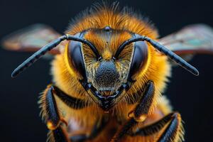 Close-Up Portrait of a Bee with Intricate Details photo