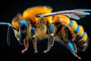 Close-up of a Bee with Vivid Colors photo