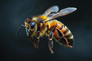 Close-up of a Honeybee in Flight photo