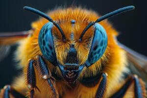 Close-Up Portrait of a Bee with Blue Eyes photo