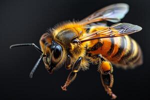 Close-Up of a Honey Bee in Flight photo